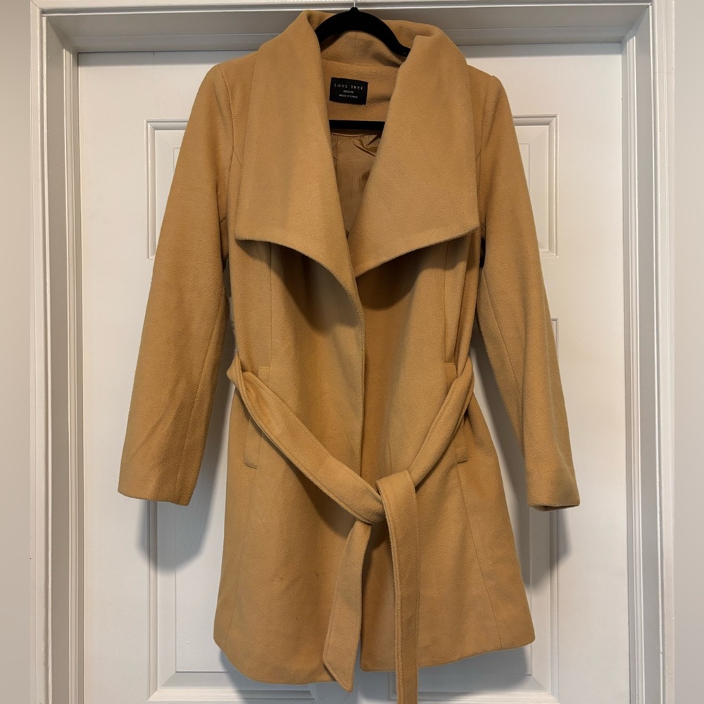 Love Tree Camel Trench Coat with Belt